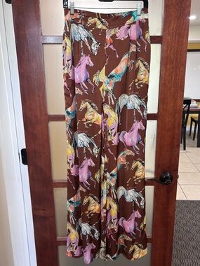 Wide-Leg Horse Print Pants